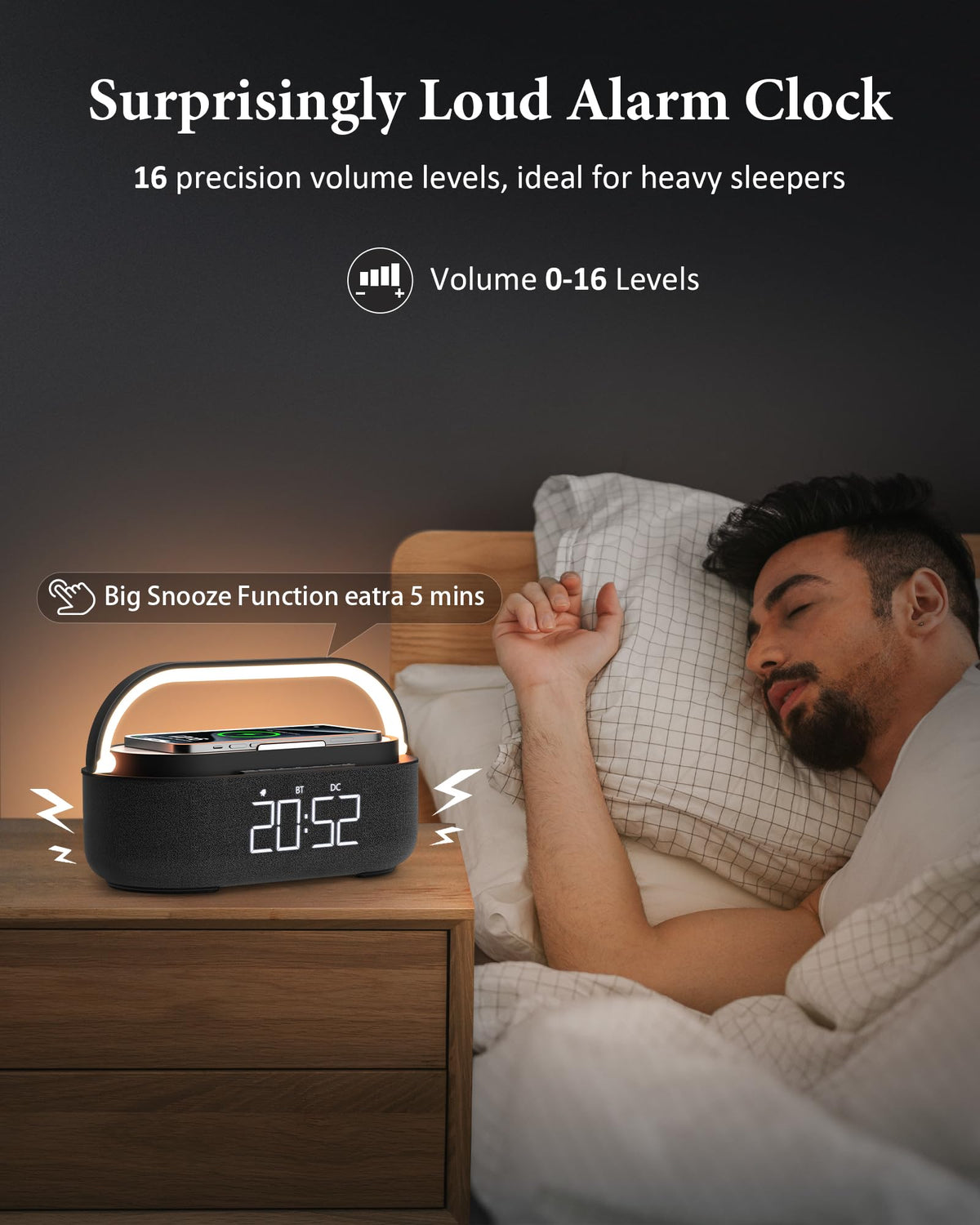 Bluetooth Speaker with Wireless Charger FM Radio LED Light V789