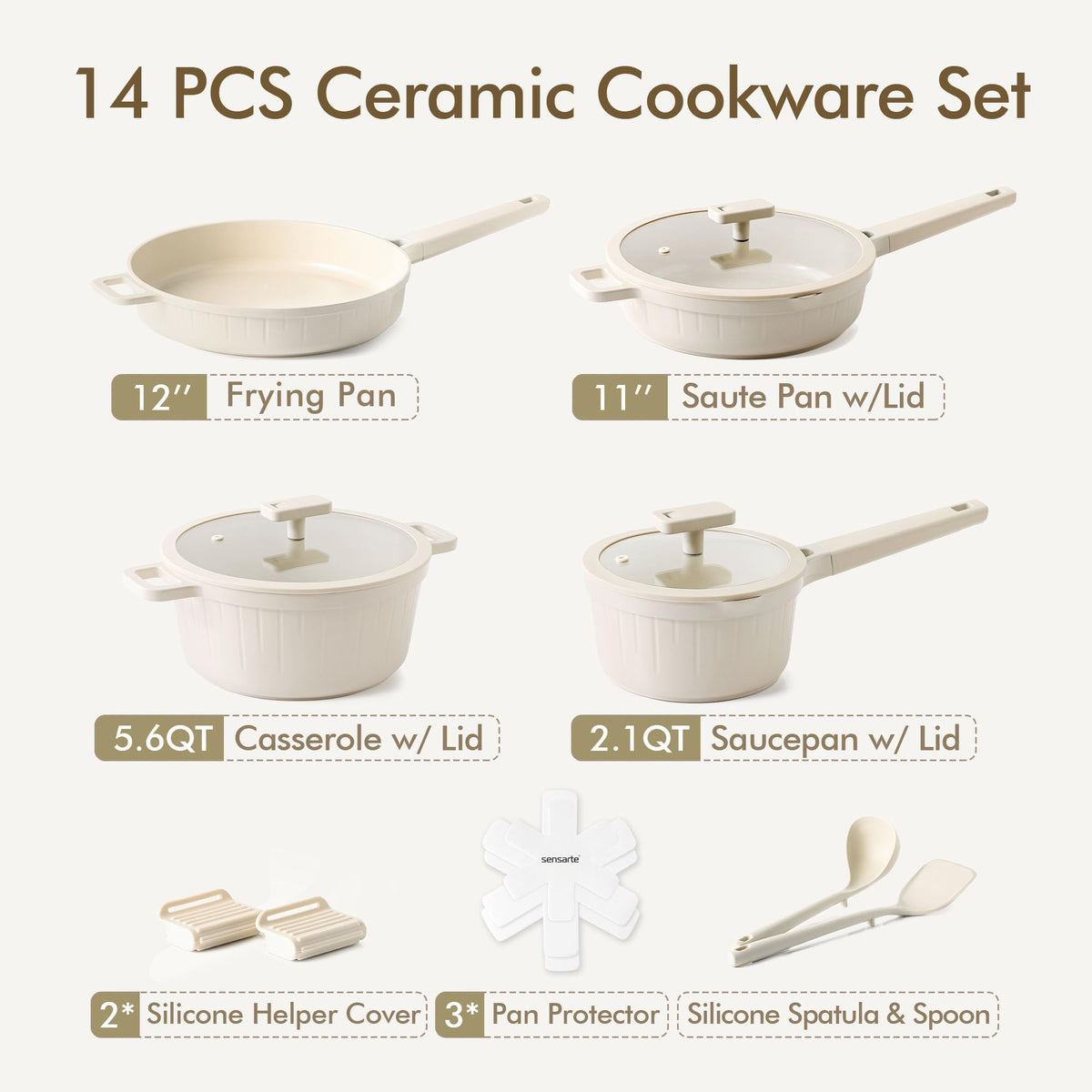 14 Pc Non Stick Ceramic Cookware Set H4864