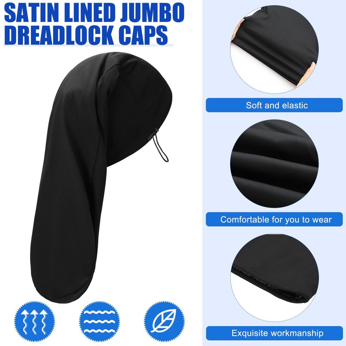 2 Pcs Dreadlock Sleep Cap I202