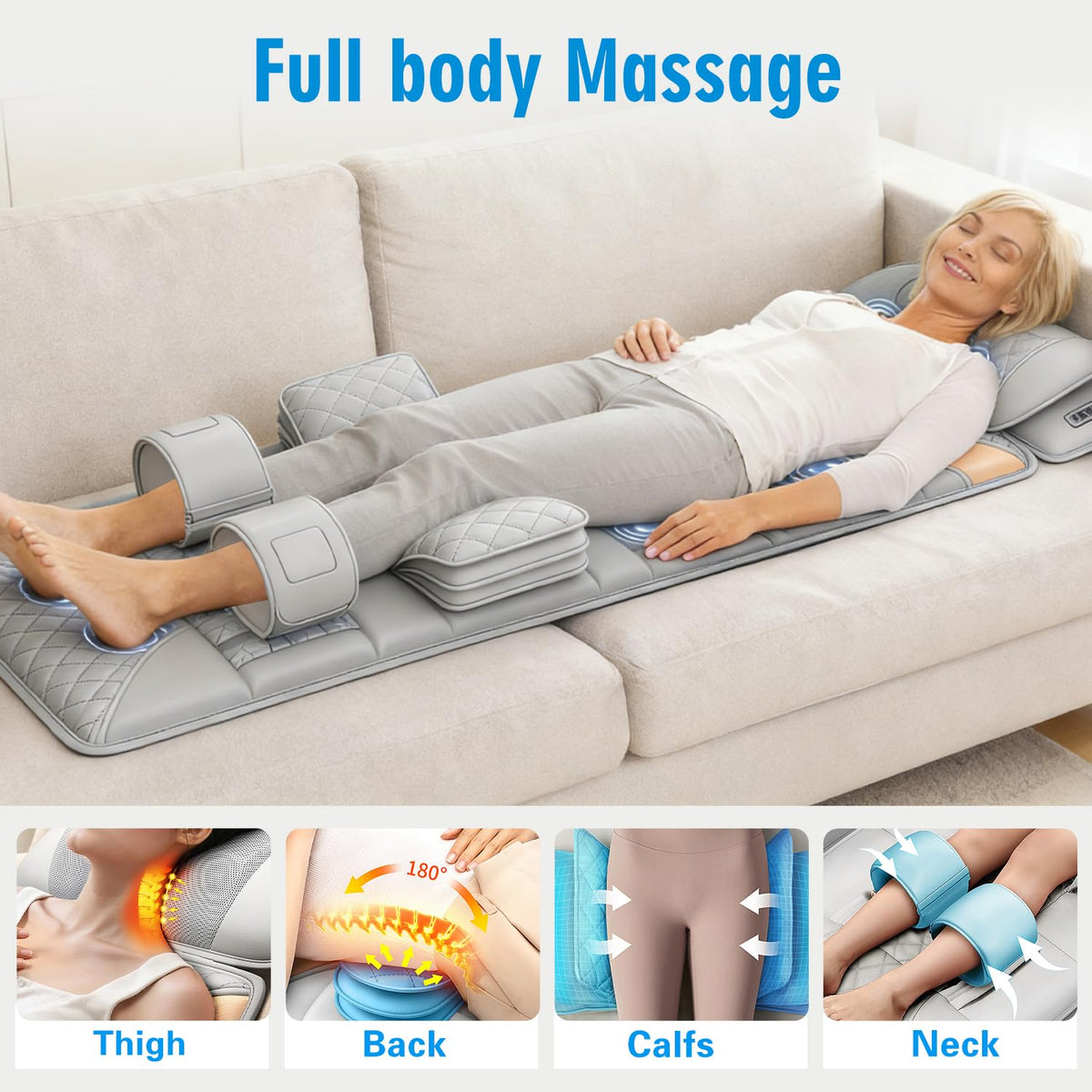 Full Body Massage Mat with Lumbar Pad & Headrest X230924