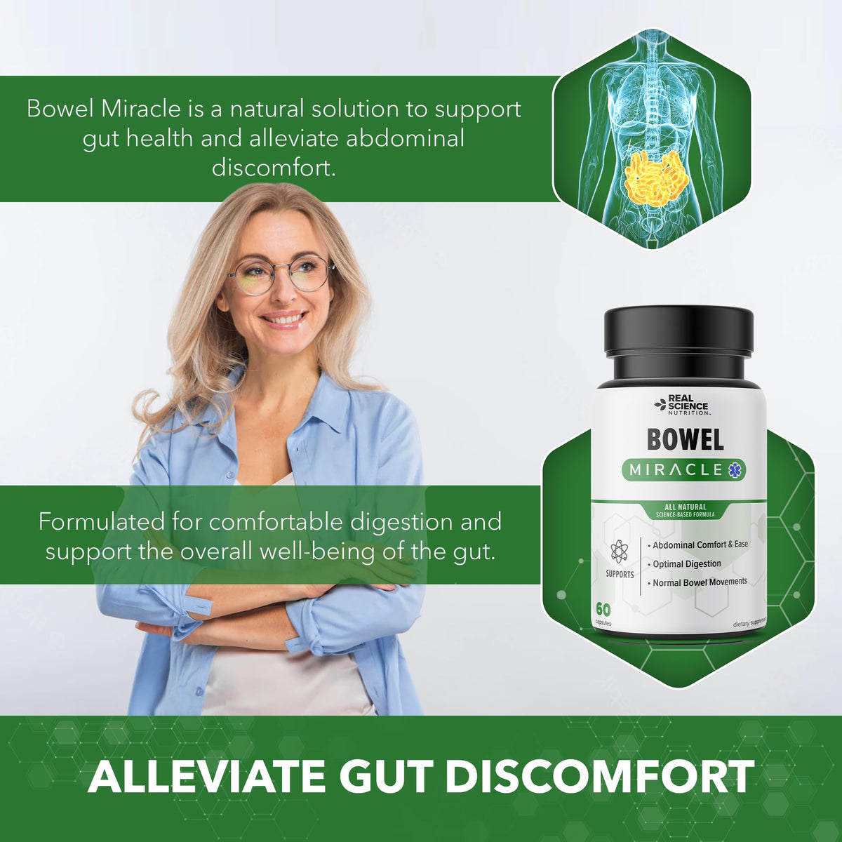 60 Caps Gut Support Supplement with Vinitrox GABA P161