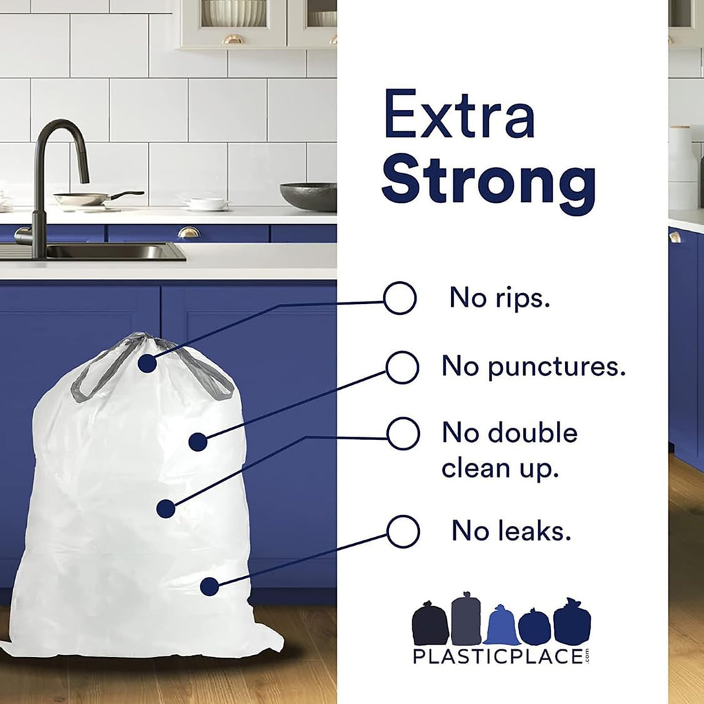 White Drawstring Trash Bags 13-16 Gallon 200 Count T317238