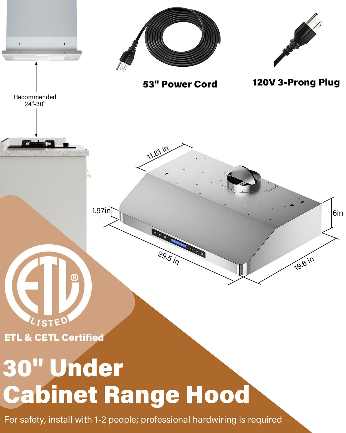 30 inch 900 CFM Stainless Steel Under Cabinet Range Hood G46648