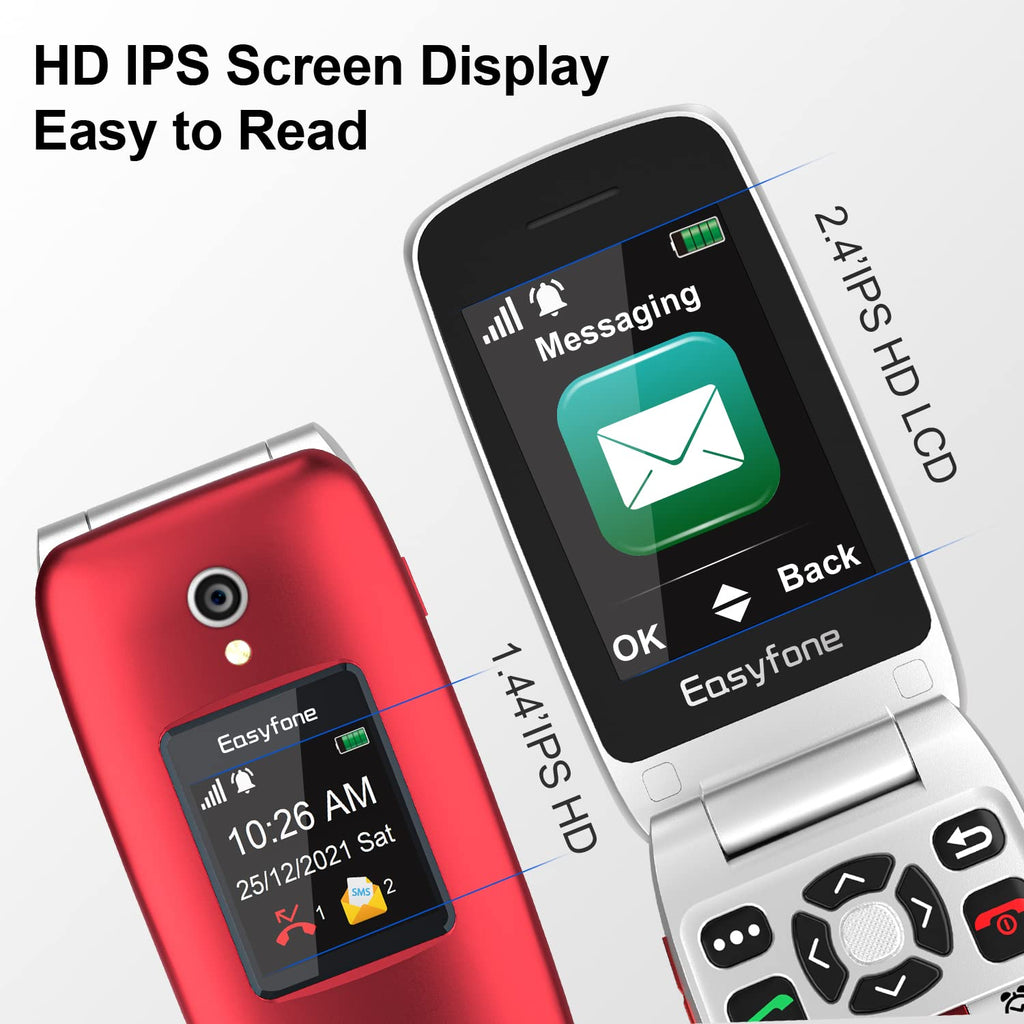 Unlocked 4G Big Button Flip Cell Phone with SOS Button & Charging Dock O159597