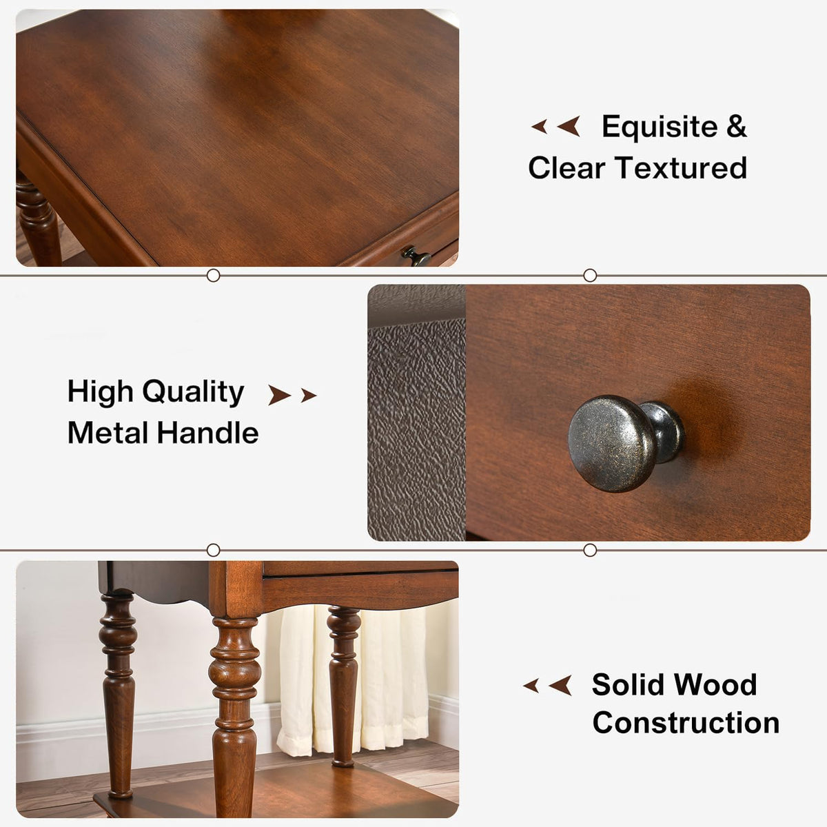 Solid Wood End Table with Drawer Q328378