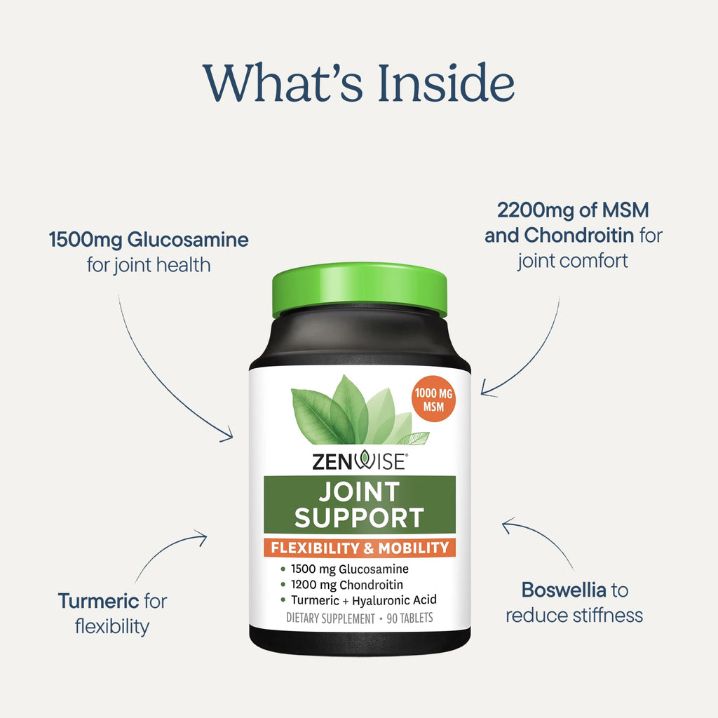 Joint Support Supplement with Glucosamine Chondroitin MSM Curcumin 180 Count W515437