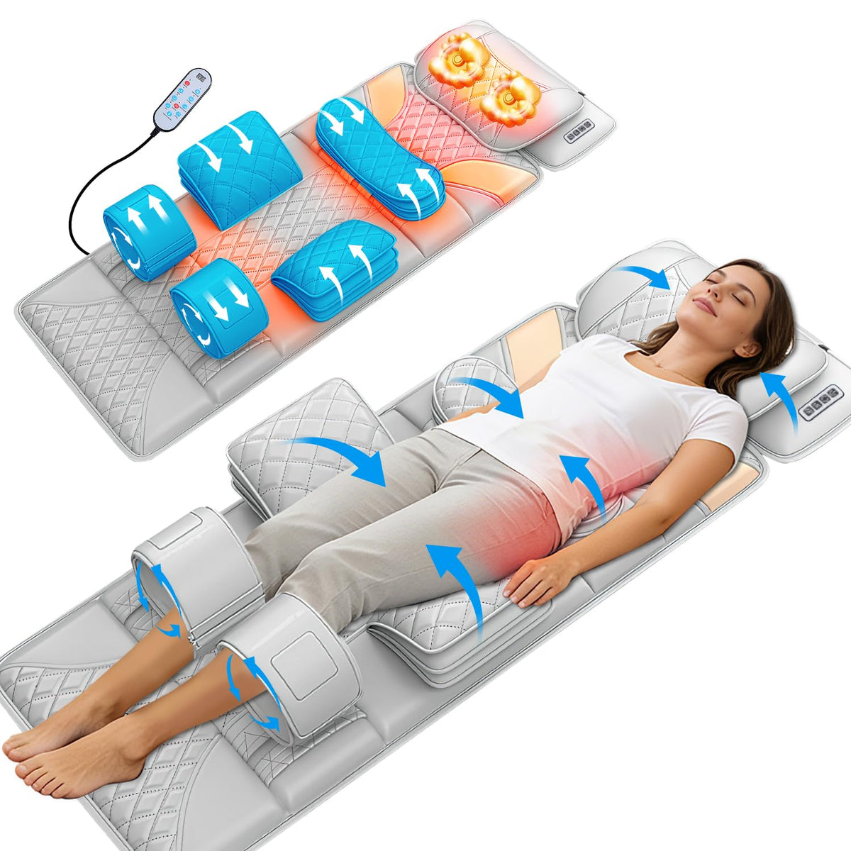 Full Body Massage Mat with Lumbar Pad & Headrest X230924