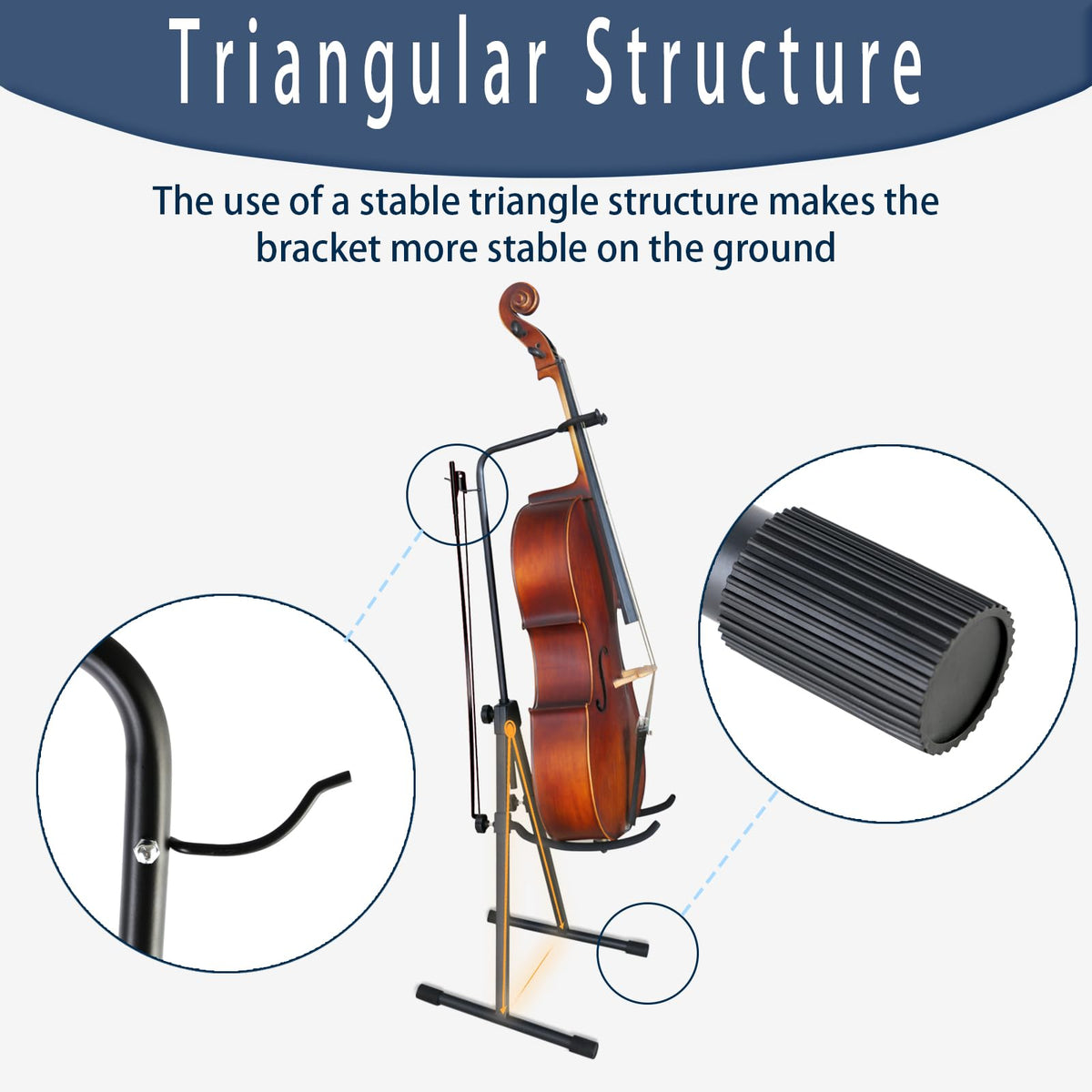 Double Bass Stand, Sturdy and Portable Upright Bass, Black F210