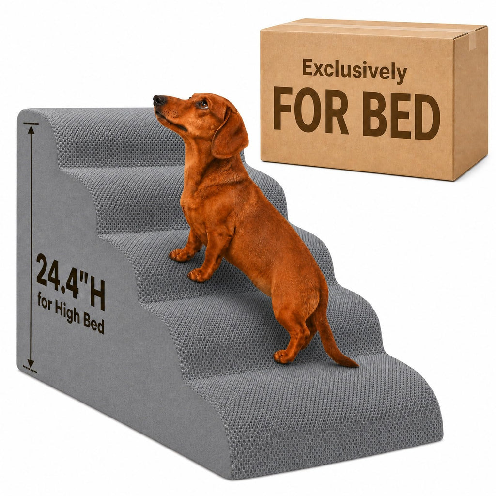 Dog Ramp, Pet Ramp, Dog Stairs, Non-Slip Ladder, 5-Step, Gray U49037