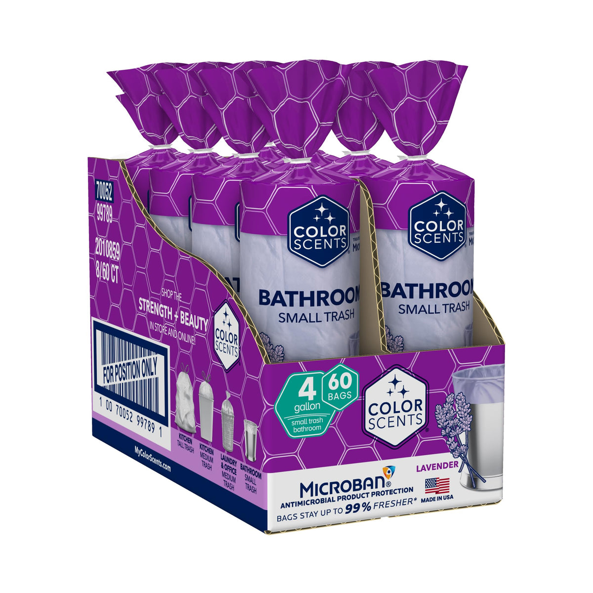 4 Gallon Drawstring Trash Bags 480 Bags Lavender I1774
