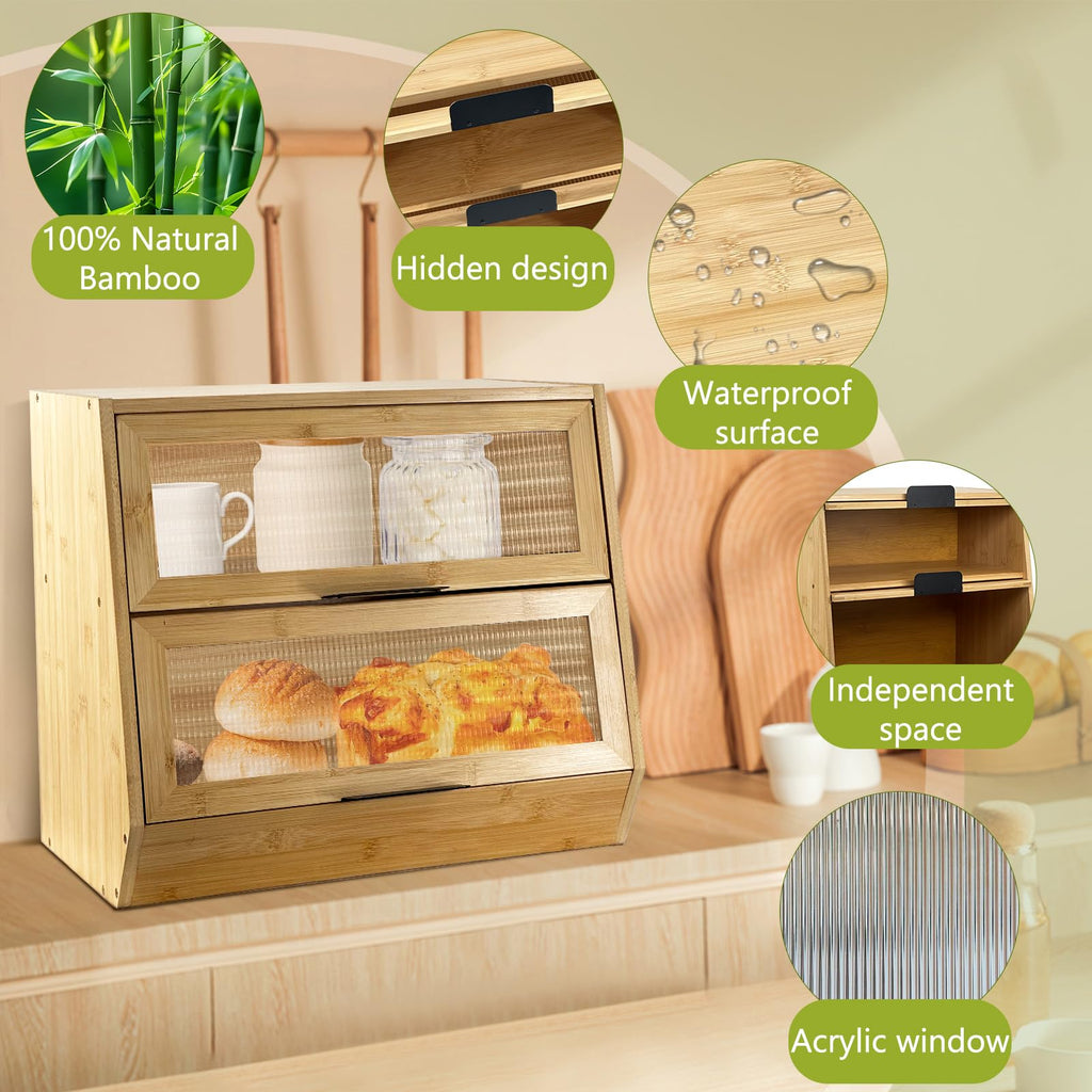 Wooden Bread Box with Window G2746