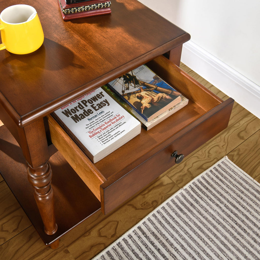 Solid Wood End Table with Drawer Q328378