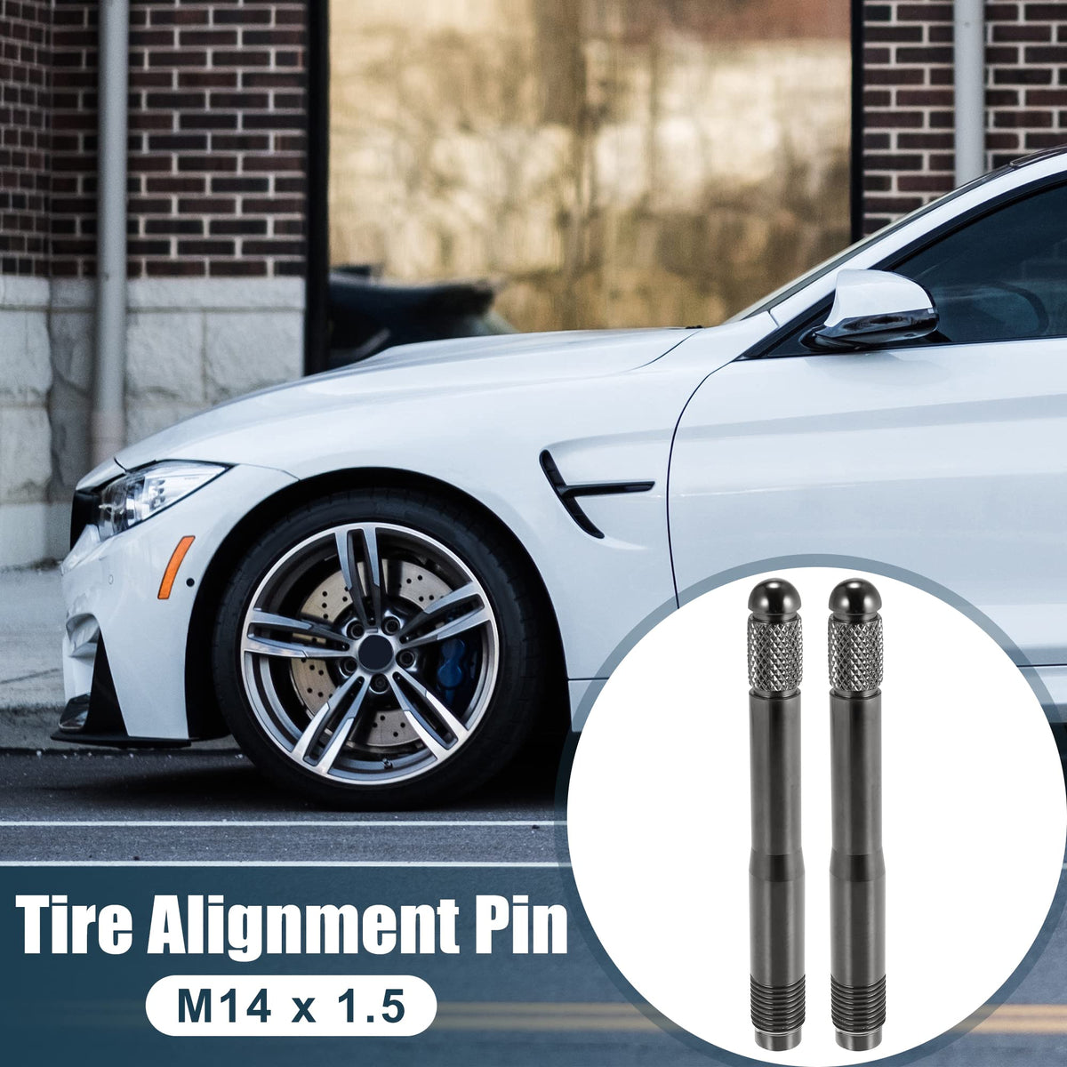 2pcs Stainless Steel Wheel Hangers Alignment Pin M14x1.5 Titanium Tone U15198