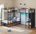 Black Twin Over Twin Triple Bunk Bed with 9 Storage Drawers J4331