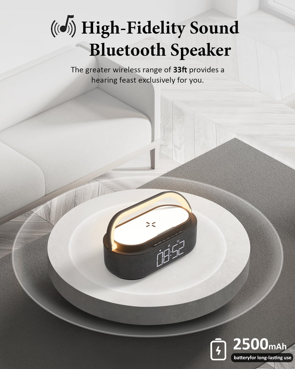 Bluetooth Speaker with Wireless Charger FM Radio LED Light V789