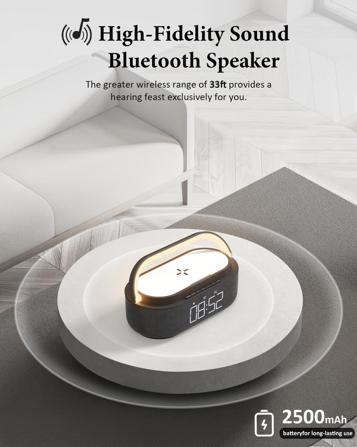 Bluetooth Speaker with Wireless Charger FM Radio LED Light V789