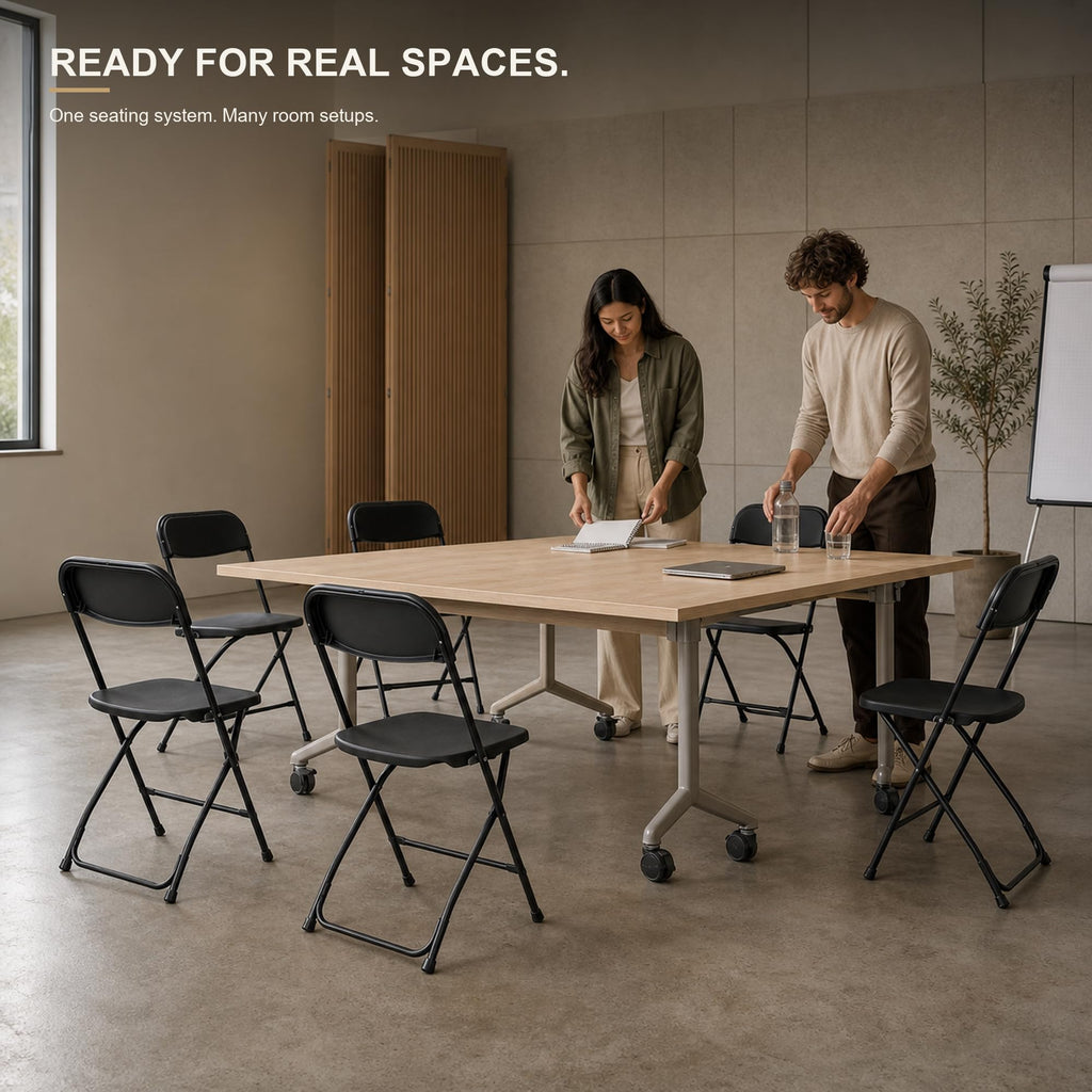 10 Pack Black Plastic Folding Chairs R22743