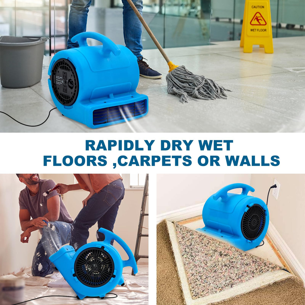1/4hp 1000CFM 2 Speed Air Mover Floor Fan A69872