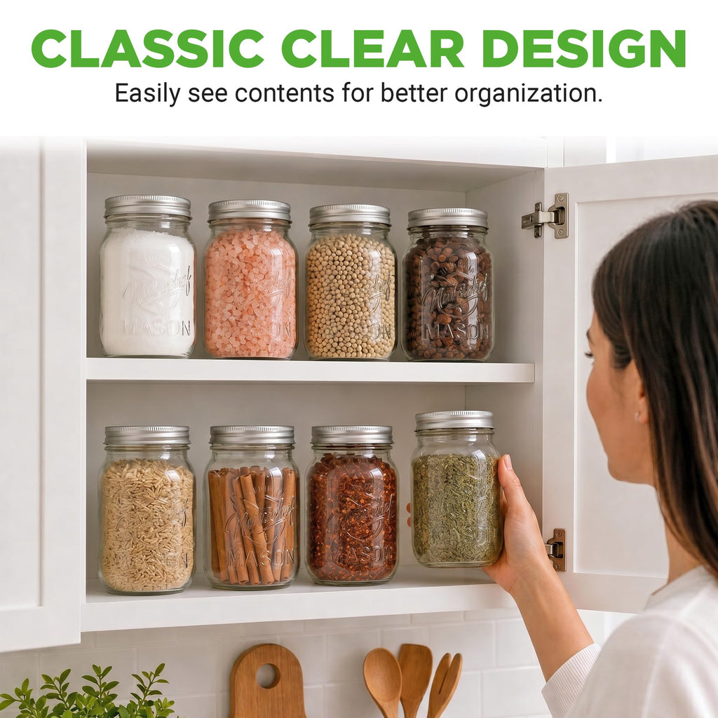 16 oz. Wide Mouth Glass Food Storage Containers with Lids, 12 Pcs L96726