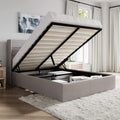 Queen Size Lift Up Hydraulic Storage Bed Frame Light Beige D216023