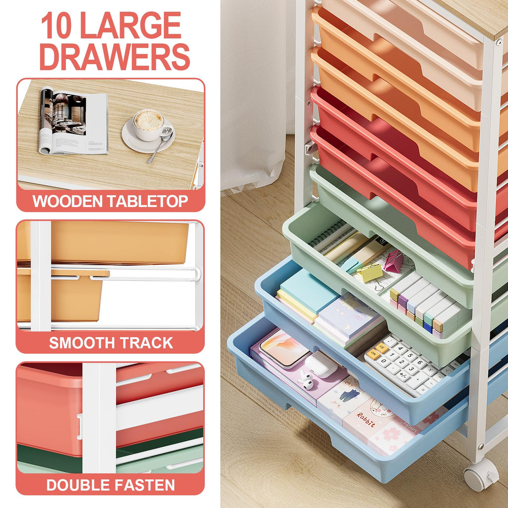 10 Drawer Rolling Cart A645