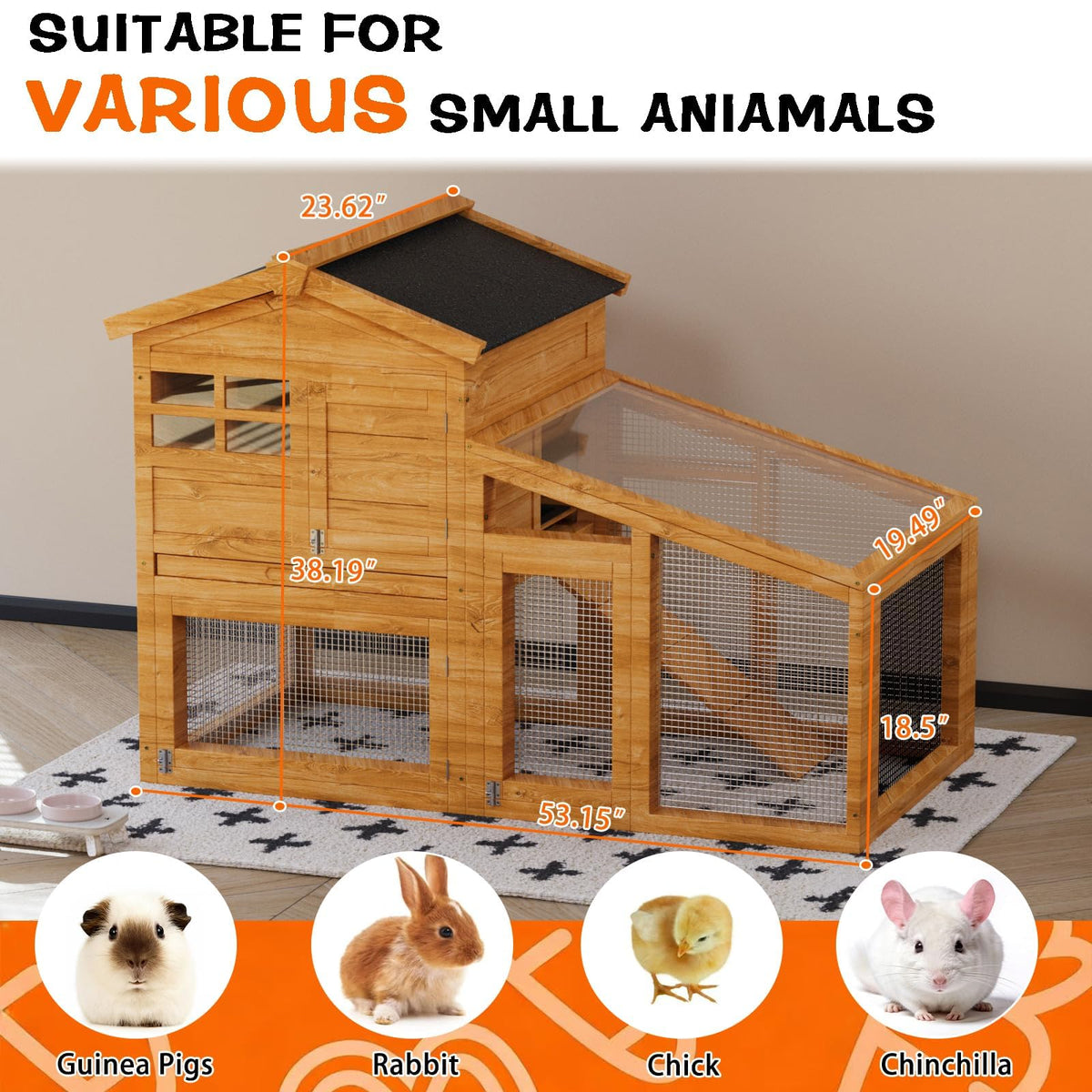 2-Story Wooden Rabbit Hutch with Run M250592