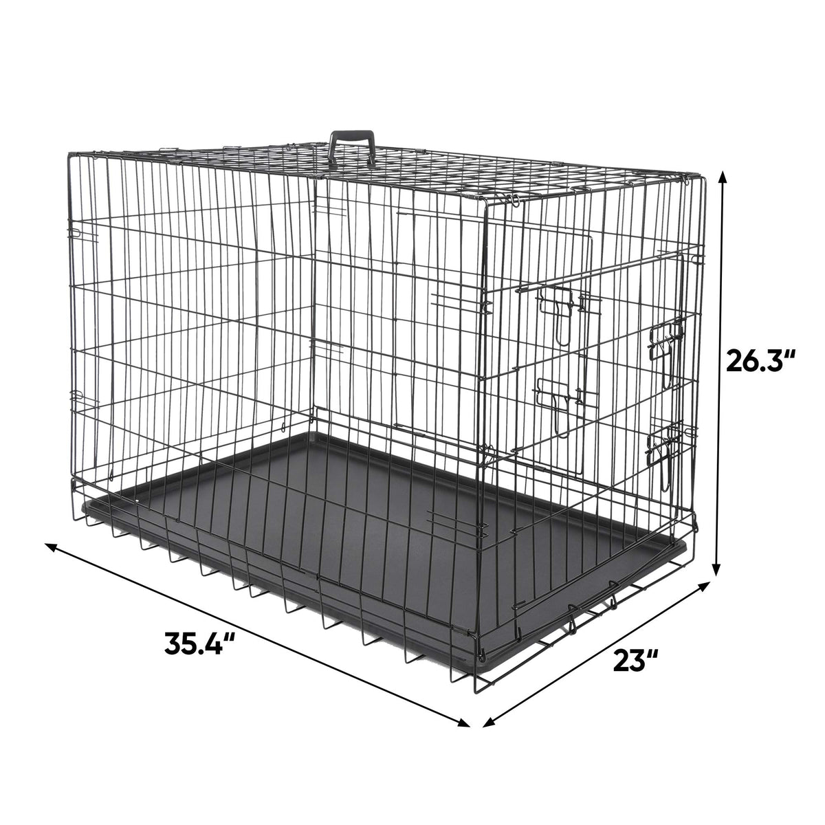 42 Inch Folding Metal Dog Crate with Tray and Handle X52154