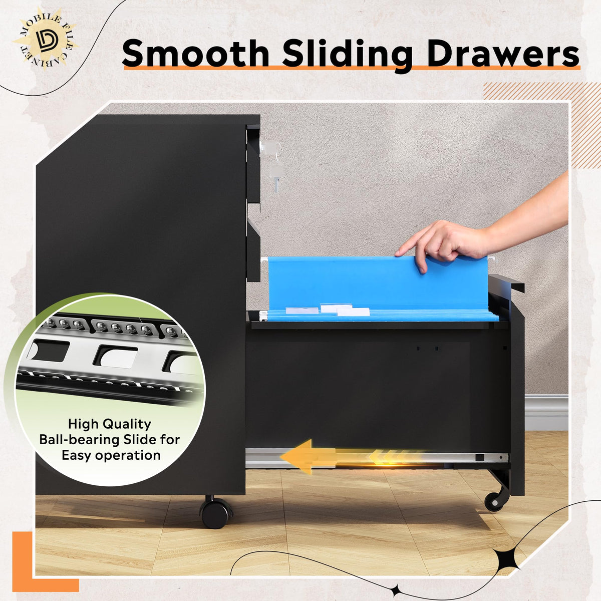 3 Drawer Mobile File Cabinet with Lock A6573