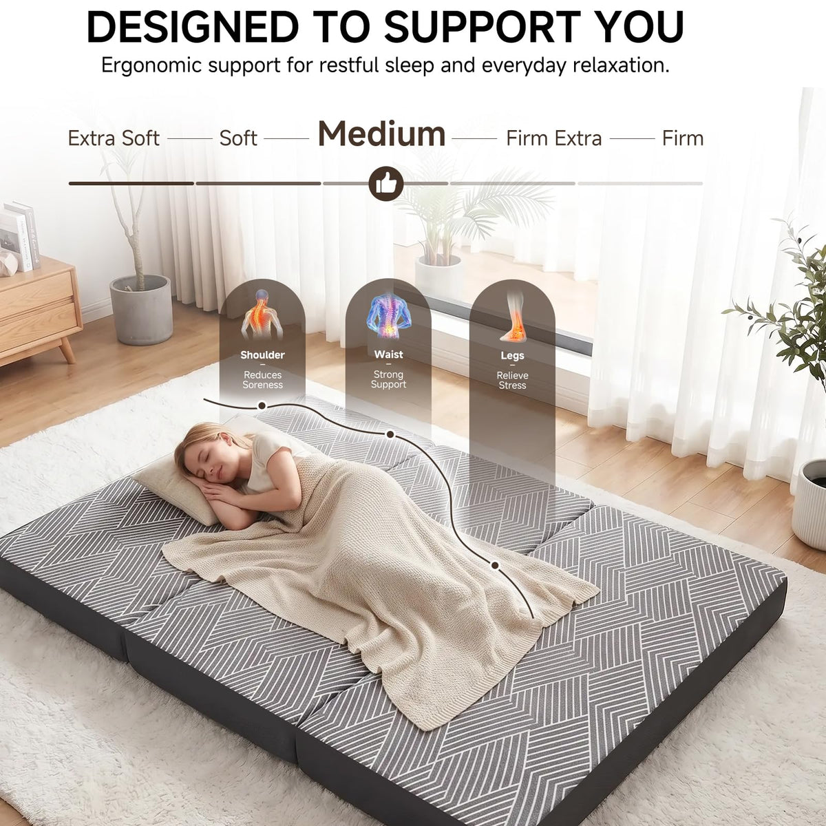Memory Foam Tri Folding Mattress Twin Size 4 Inch K2632