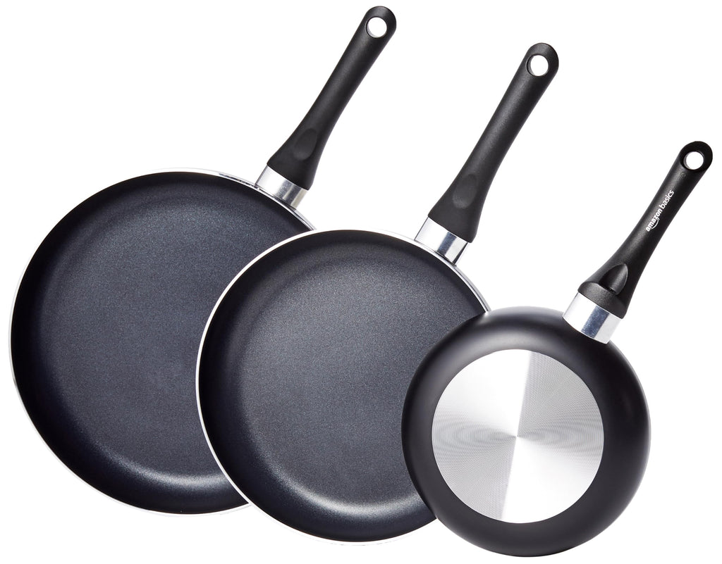 Ceramic Nonstick Frying Pan Set, 3-Piece, Black U22341