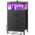 3 Drawer Nightstand with Charger Station and LED Lights S71986