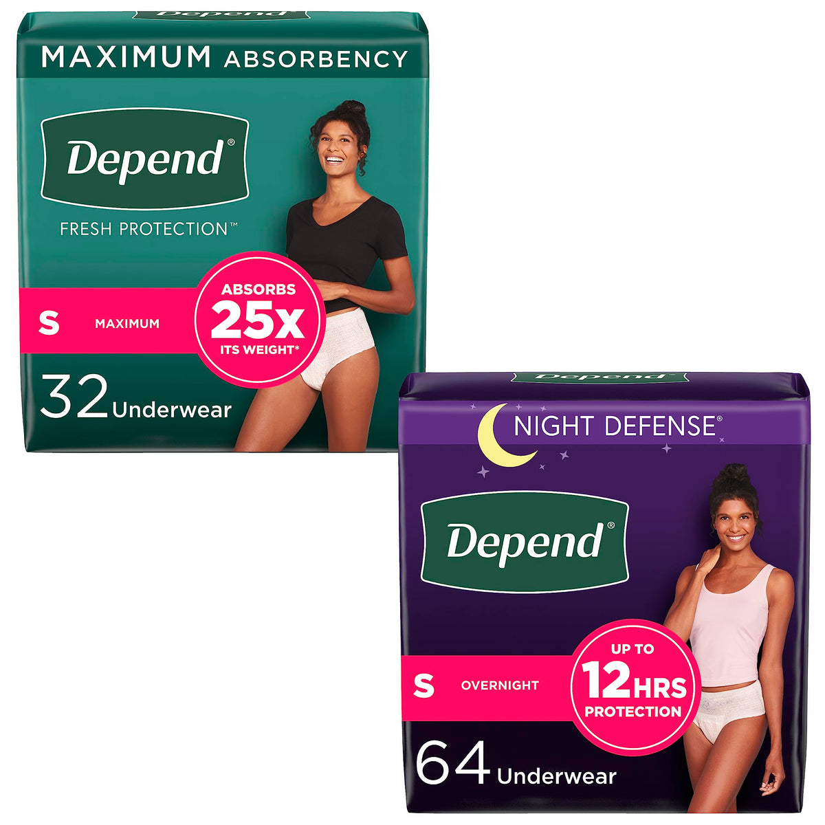 Adult Incontinence Underwear Bundle: Maximum S Blush 32 Count and Overnight S Blush 64 Count O254