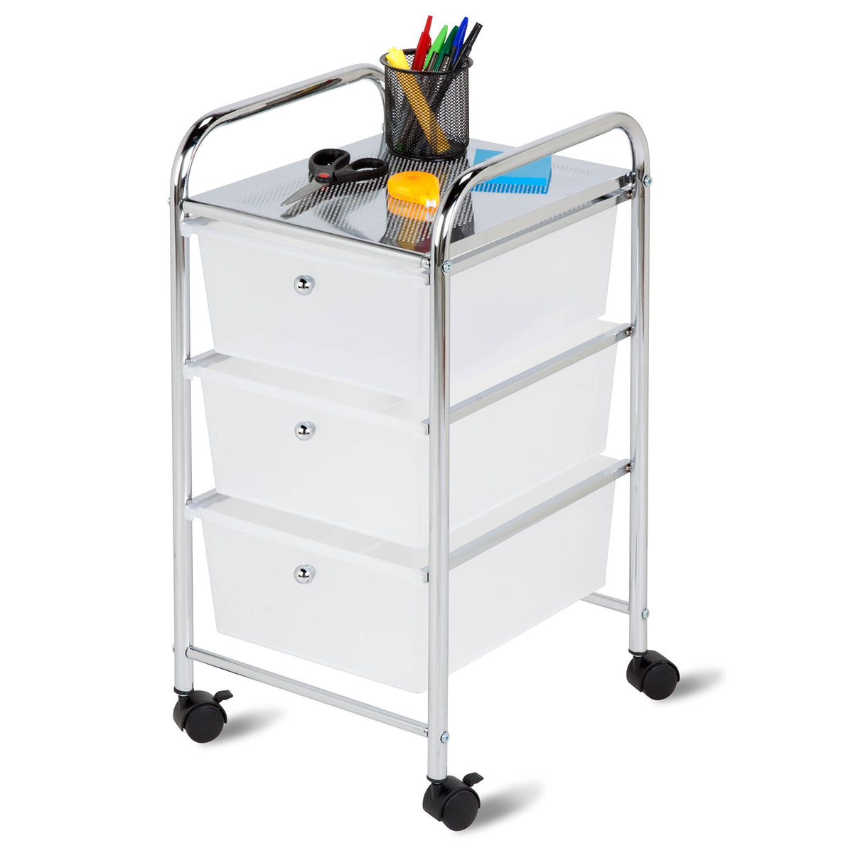 3 Drawer Plastic Storage Cart on Wheels X343959