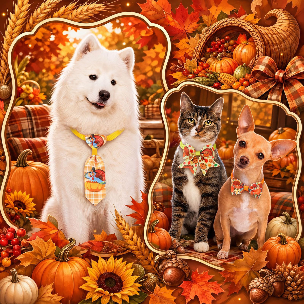 Fall Dog Bow Ties Collars 360 Pcs M7352