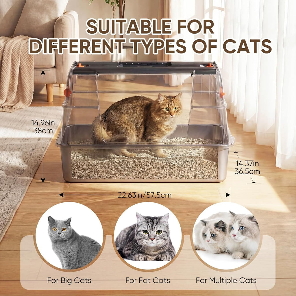 XL Stainless Steel Enclosed Cat Litter Box with Flip-Up Lid H36739