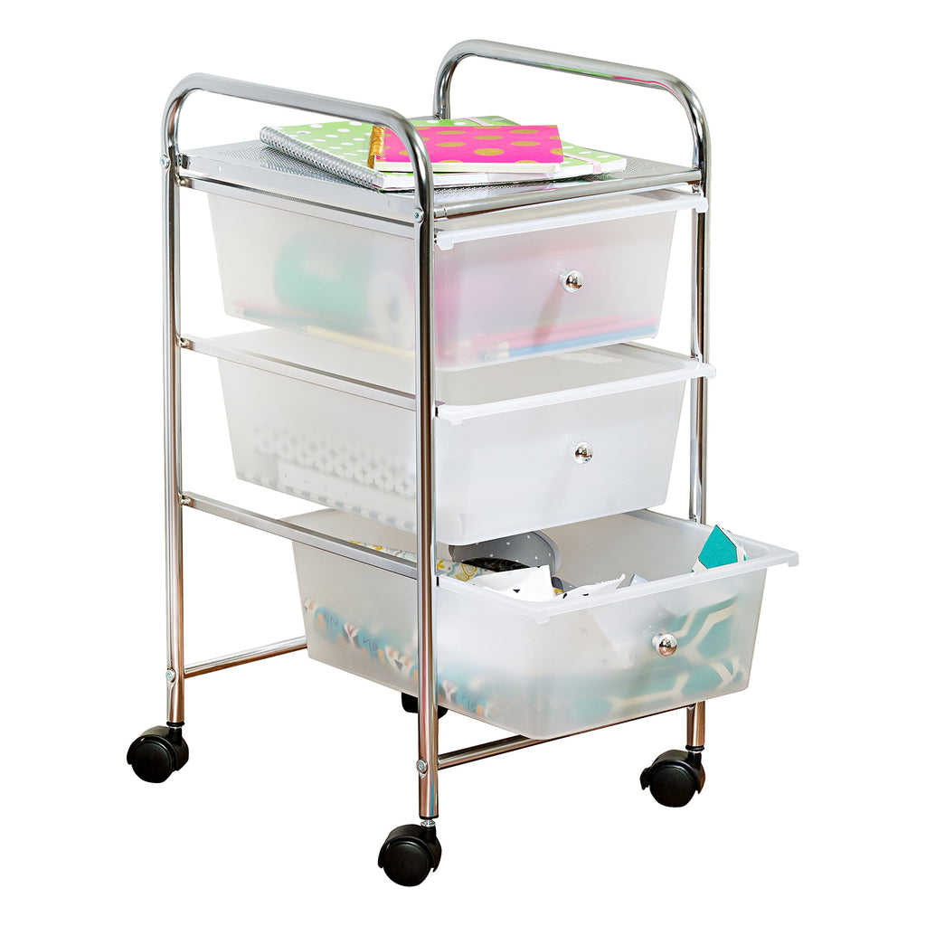 3 Drawer Plastic Storage Cart on Wheels X343959