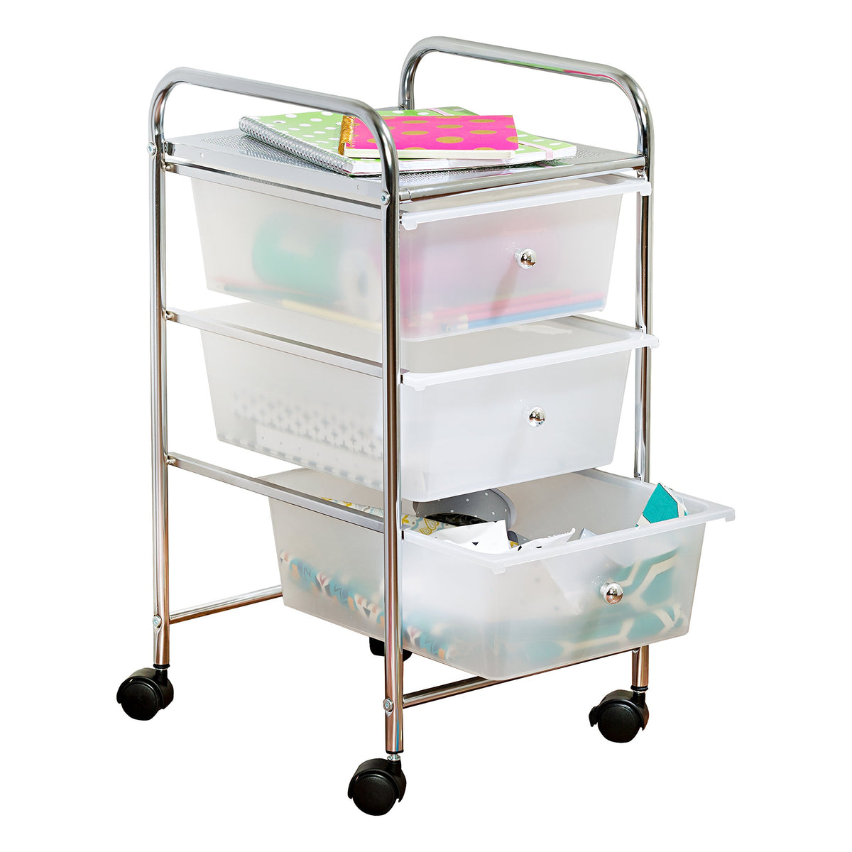 3 Drawer Plastic Storage Cart on Wheels X343959