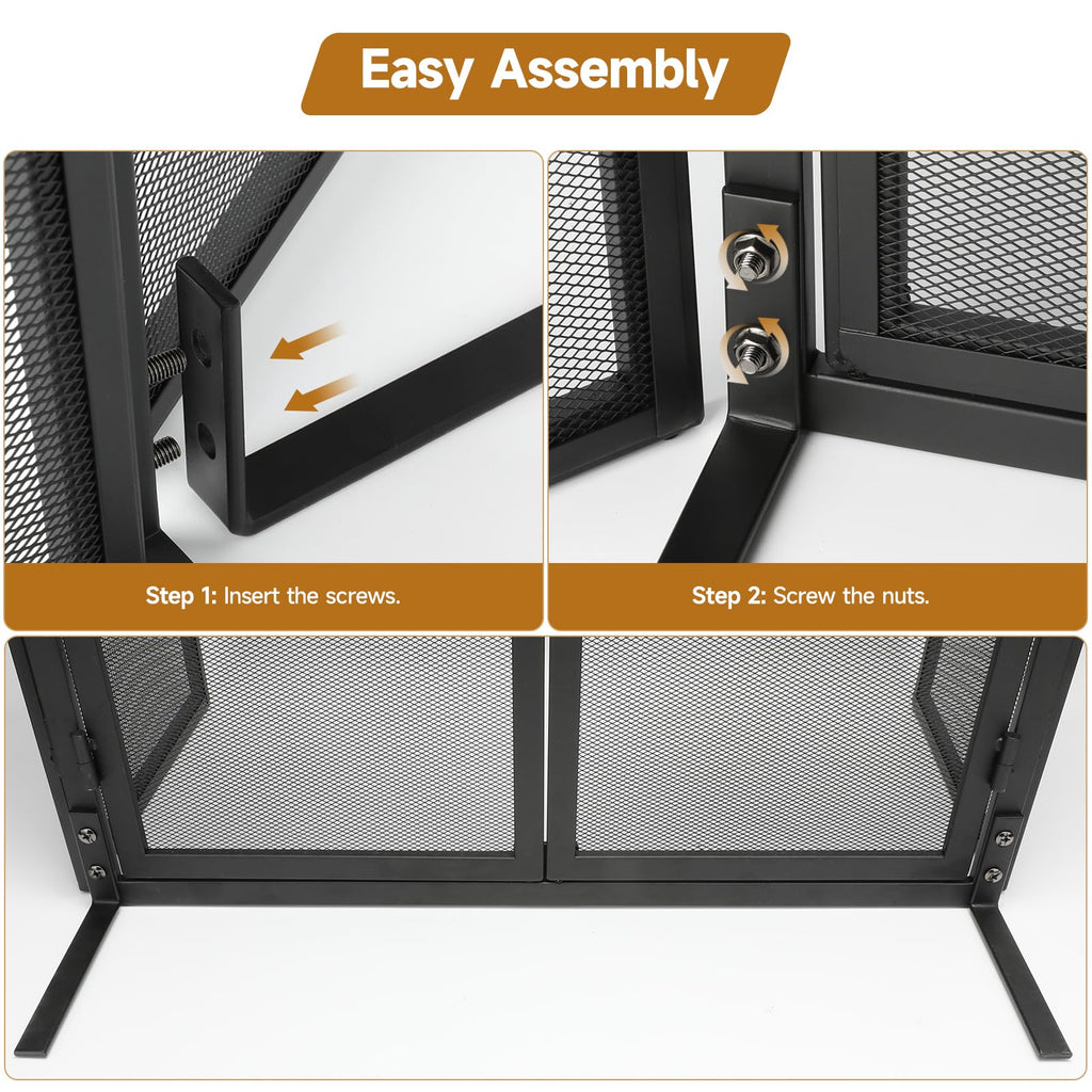 50"x32" Adjustable 3-Panel Fireplace Screen with Doors X2757