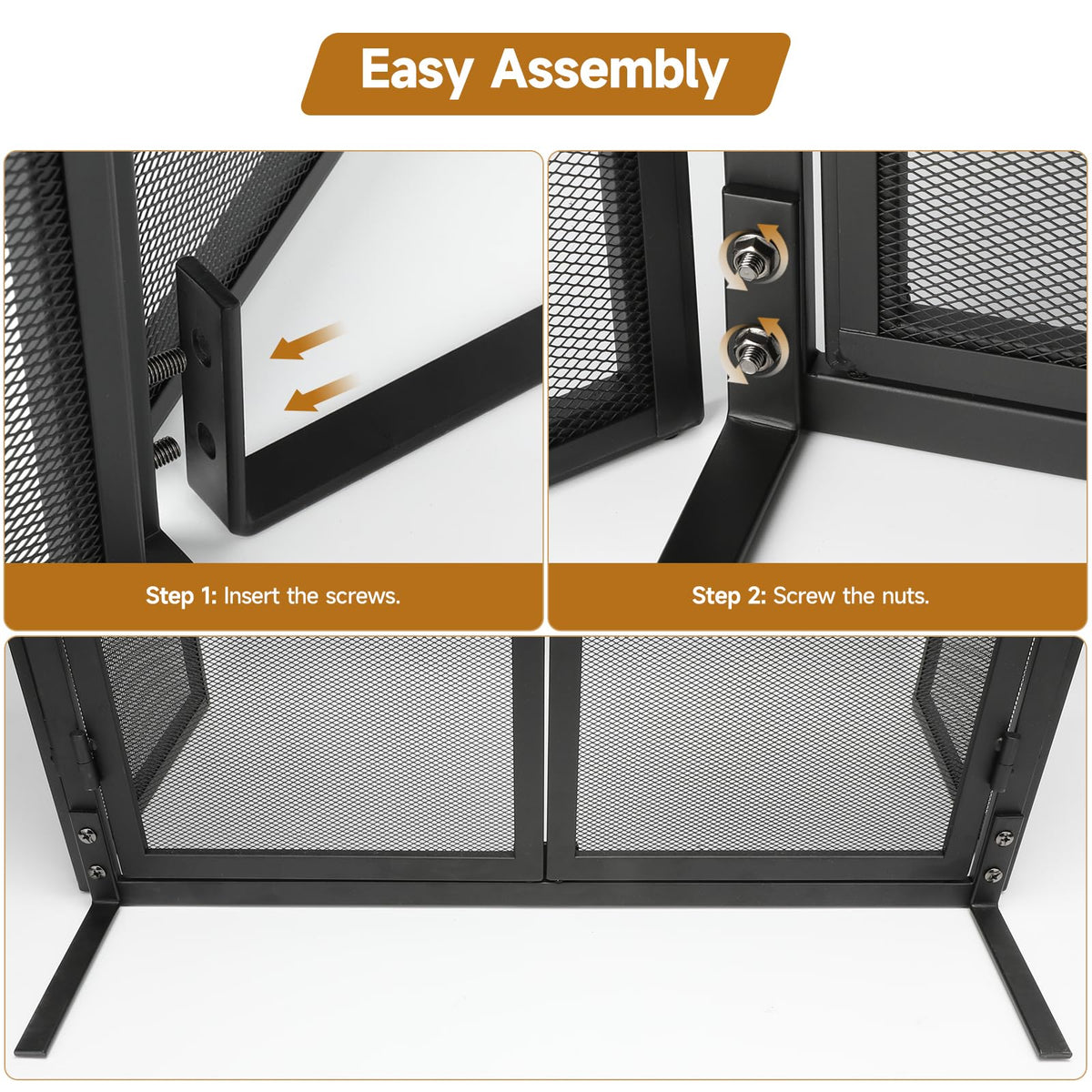 50"x32" Adjustable 3-Panel Fireplace Screen with Doors X2757