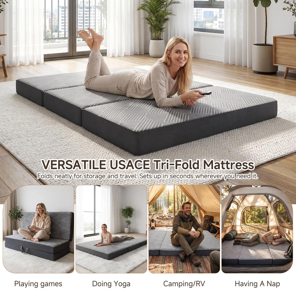 Memory Foam Tri Folding Mattress Twin Size 4 Inch K2632