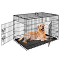 42 Inch Folding Metal Dog Crate with Tray and Handle X52154