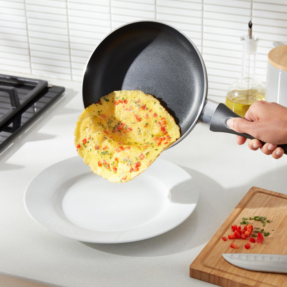 Ceramic Nonstick Frying Pan Set, 3-Piece, Black U22341