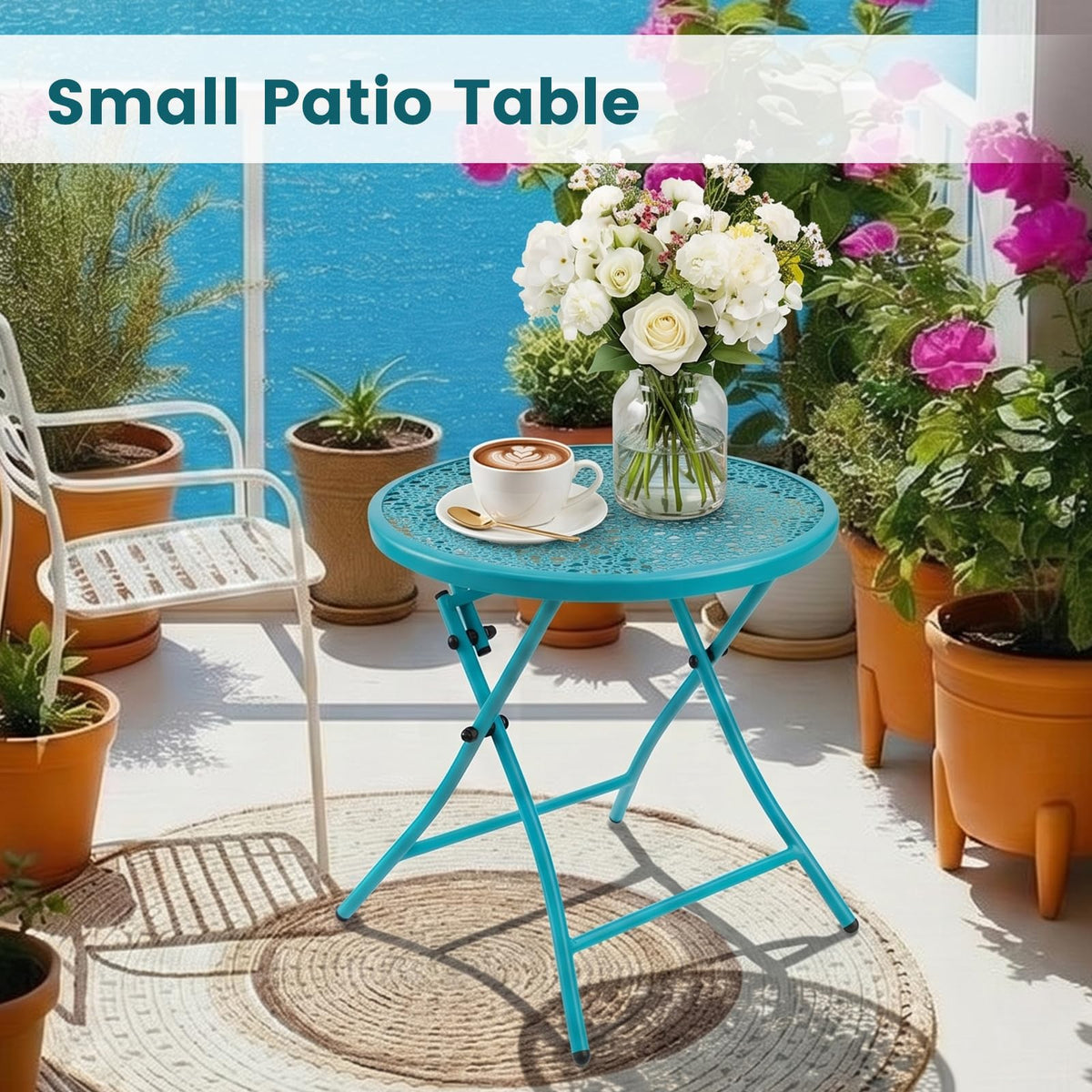 Folding Outdoor Side Table with Cutouts P8781