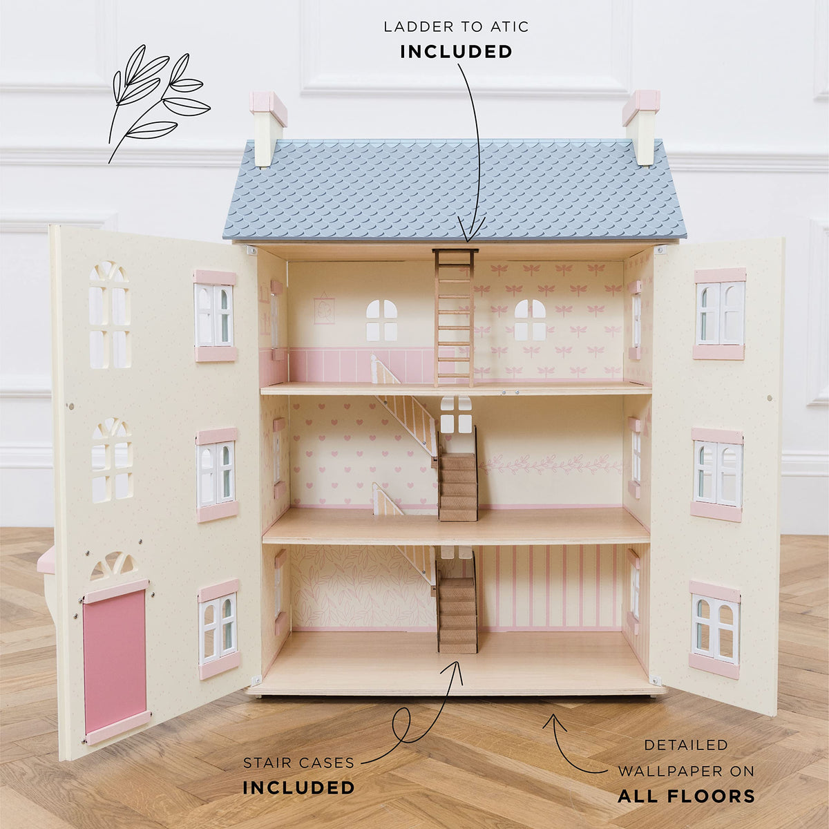 4 Storey Wooden Doll House Play Set U322