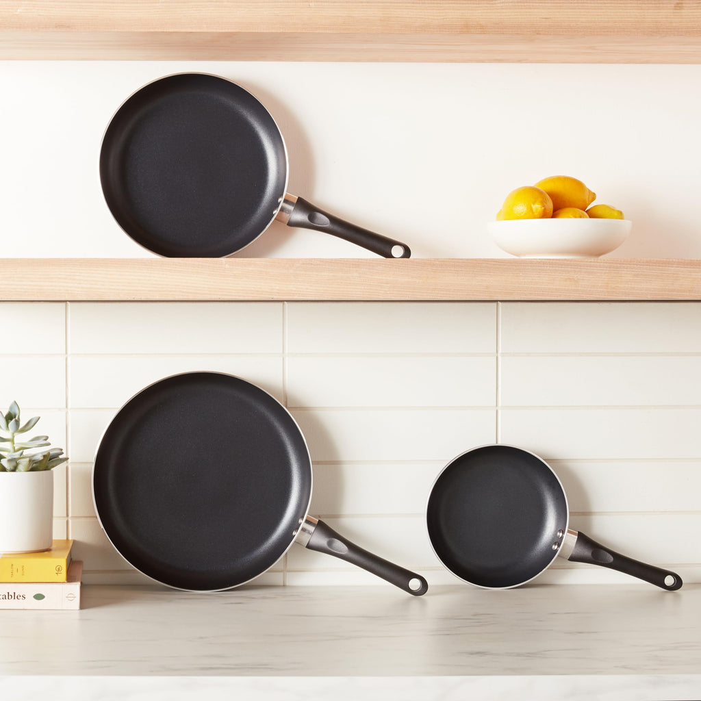 Ceramic Nonstick Frying Pan Set, 3-Piece, Black U22341