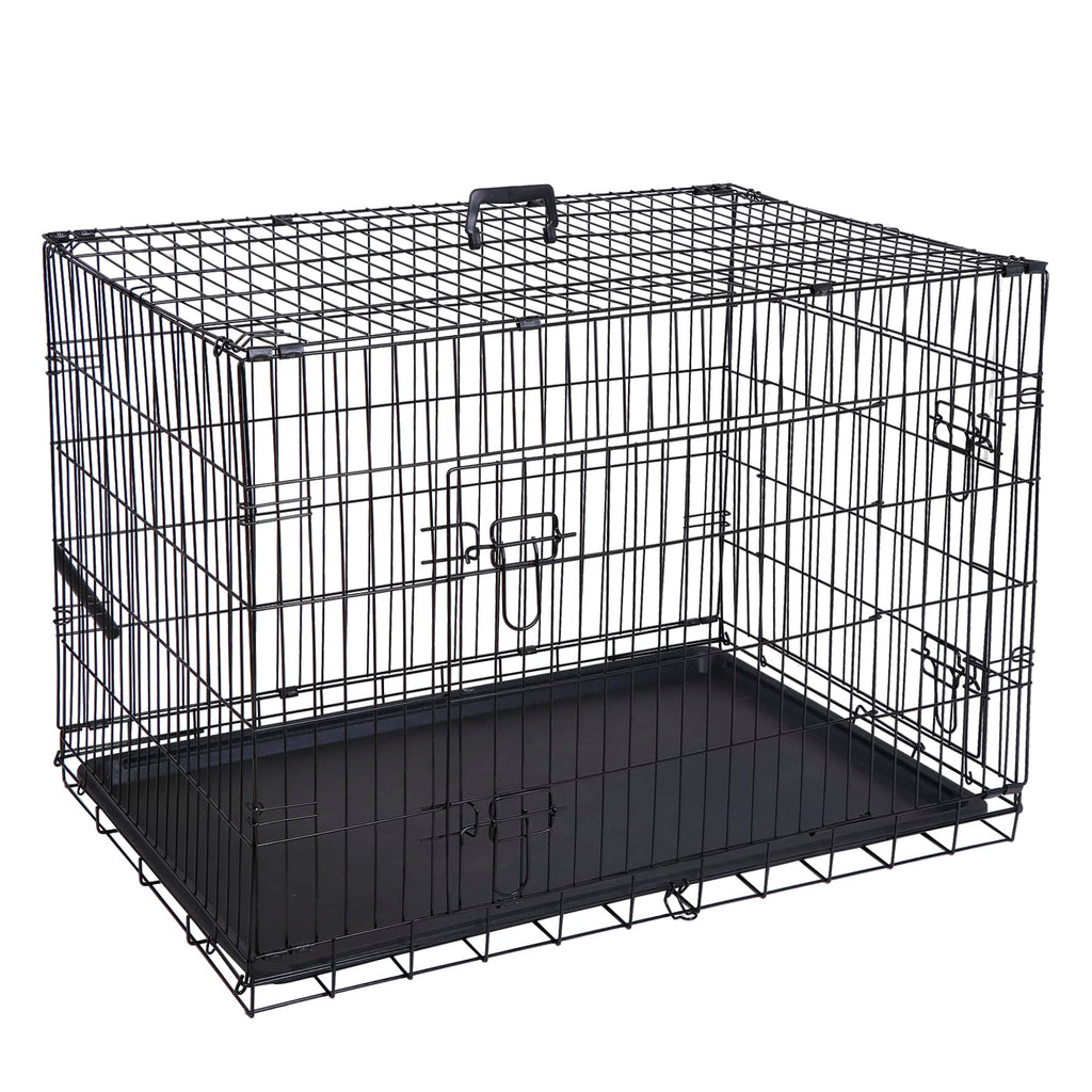 42 Inch Folding Metal Dog Crate with Tray and Handle X52154