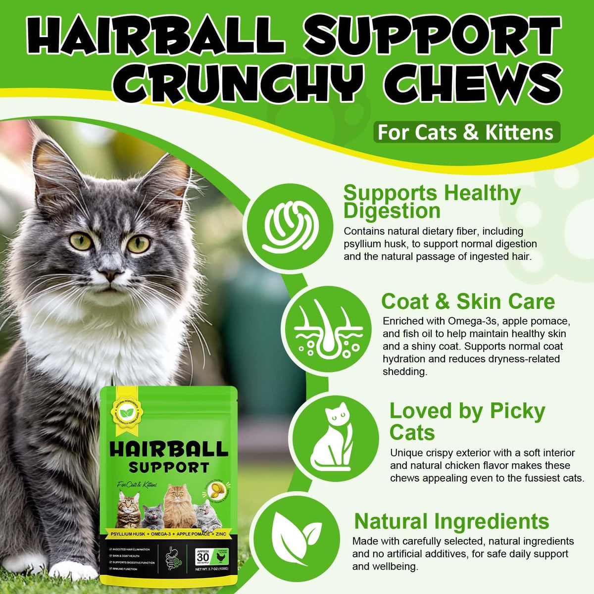 Hairball Remedy Cat Treats Chicken Flavour 100g D98086