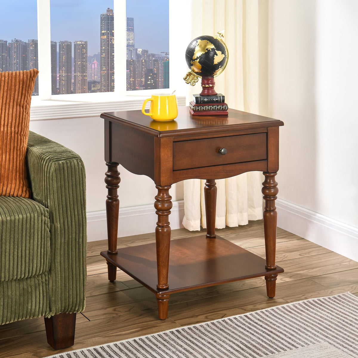 Solid Wood End Table with Drawer Q328378