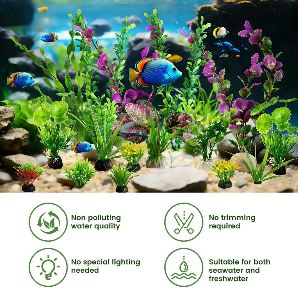 Artificial Aquarium Plants Green Plastic Fish Tank Decorations U733605