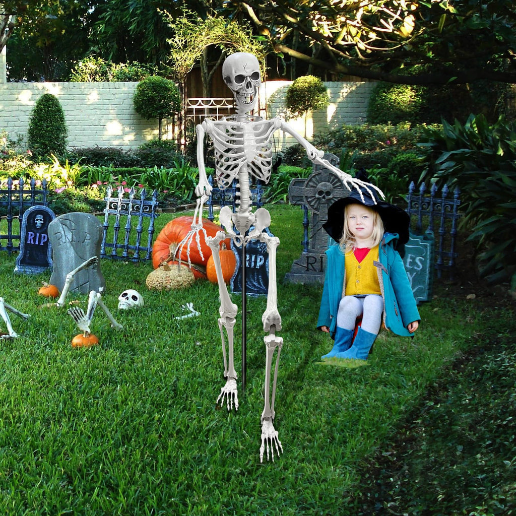 5.4Ft Poseable Life Size Human Skeleton with Rope Z398635